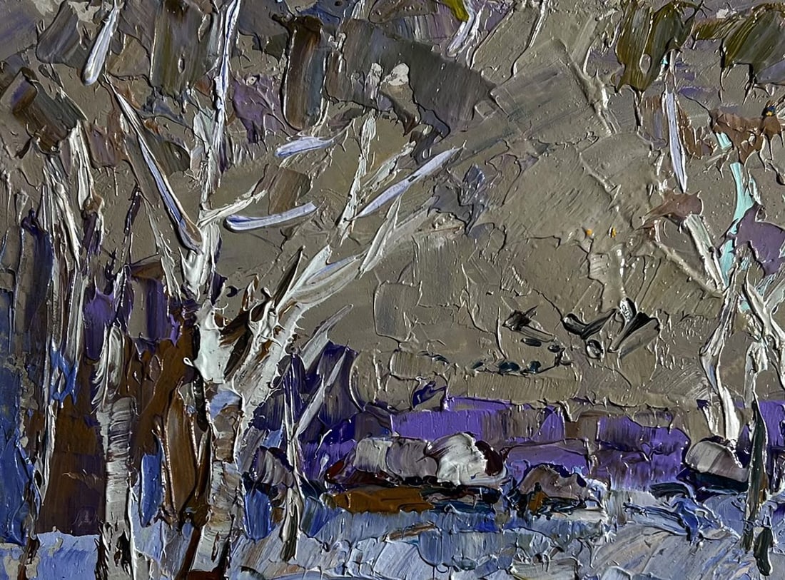 Oil painting Snowy path to the village Alex Kalenyuk - 7