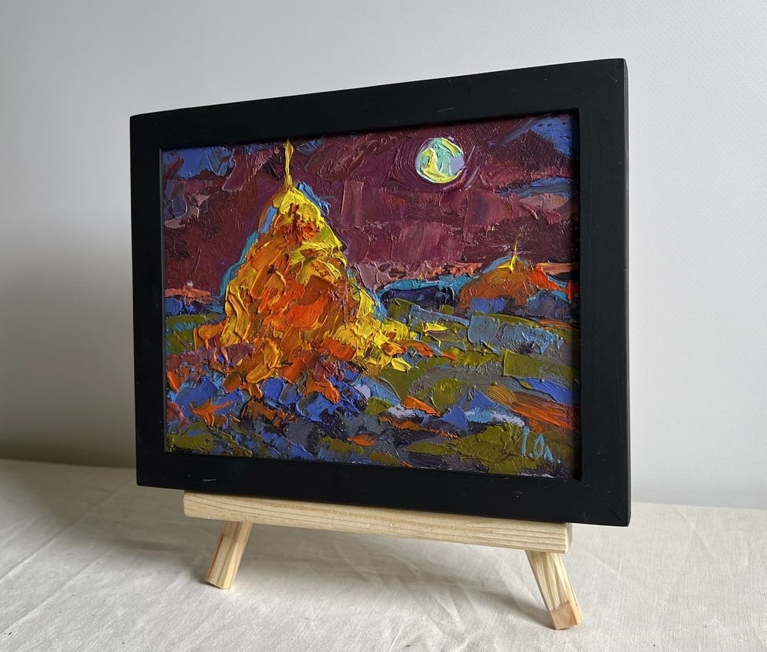 Oil painting Moonlit night in the field Alex Kalenyuk - 2