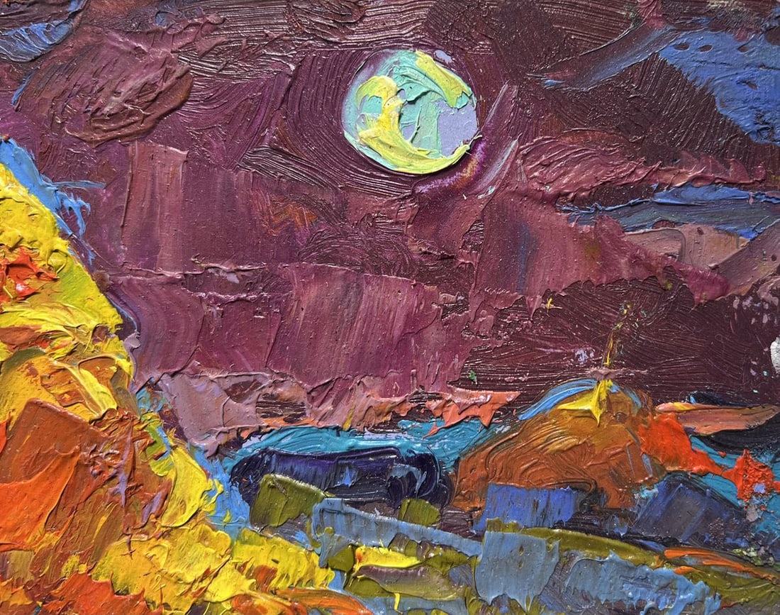 Oil painting Moonlit night in the field Alex Kalenyuk - 6