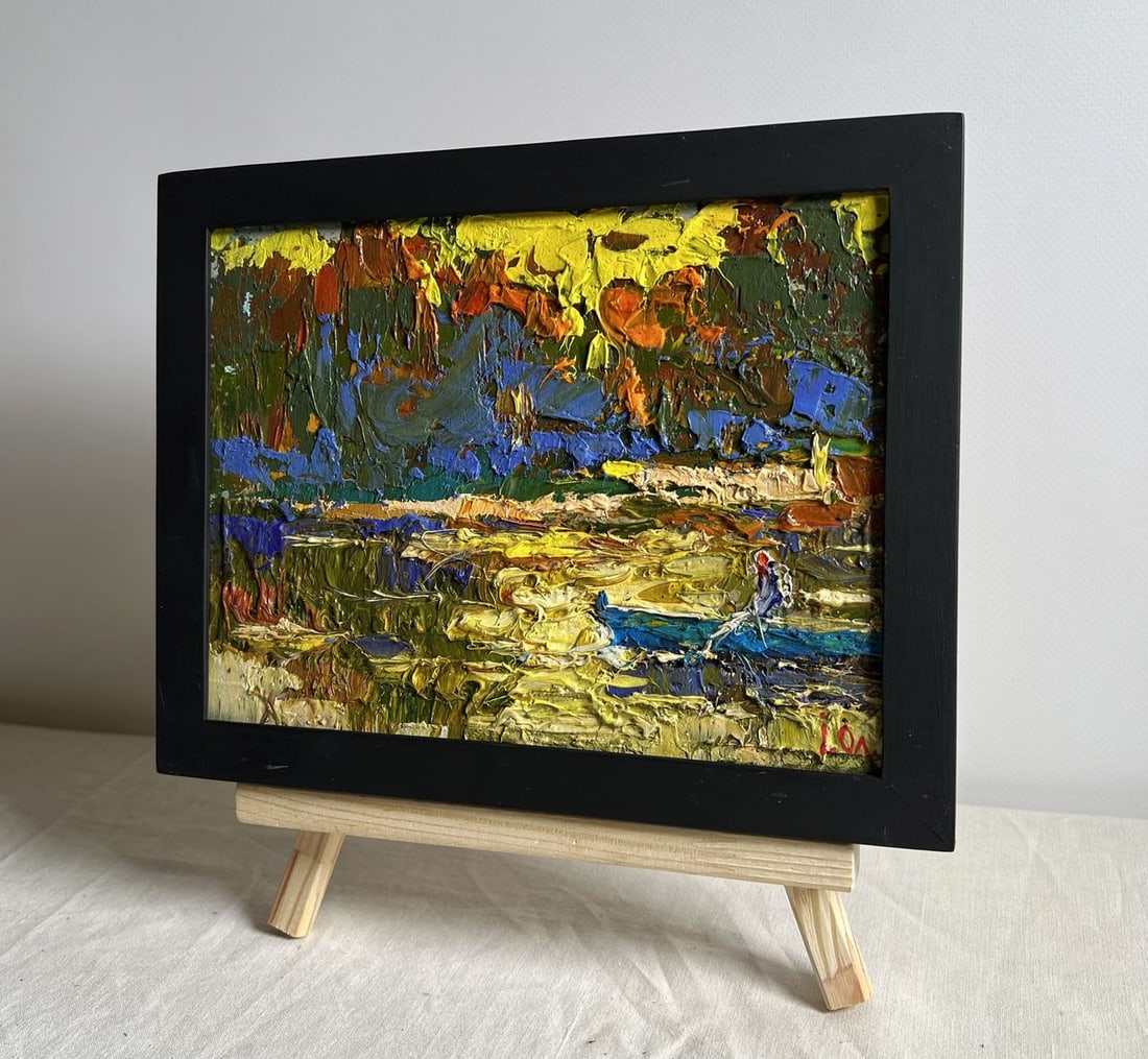 Oil painting The sun sets over the river Alex Kalenyuk - 2