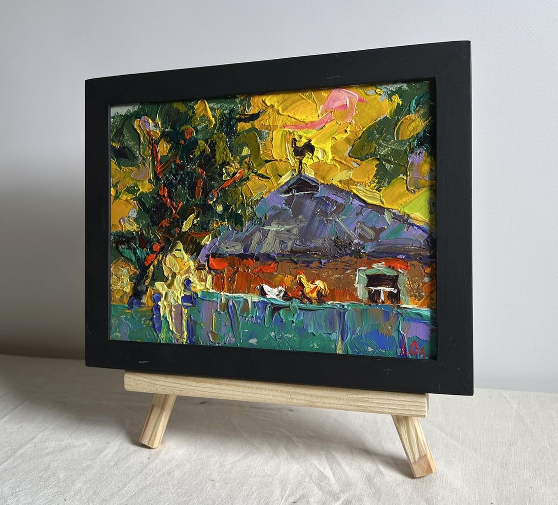 Oil painting Warm evening with a yellow sunset Alex Kalenyuk - 2