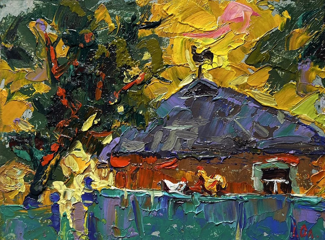 Oil painting Warm evening with a yellow sunset Alex Kalenyuk - 3