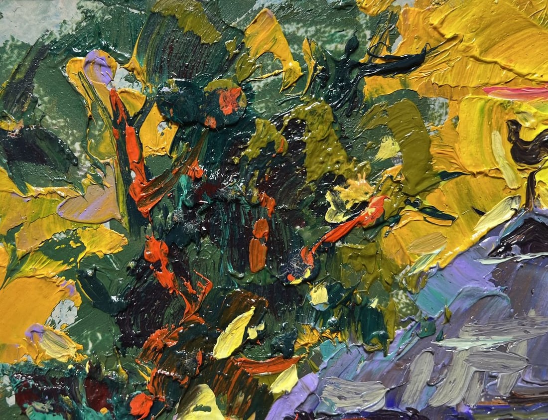 Oil painting Warm evening with a yellow sunset Alex Kalenyuk - 4