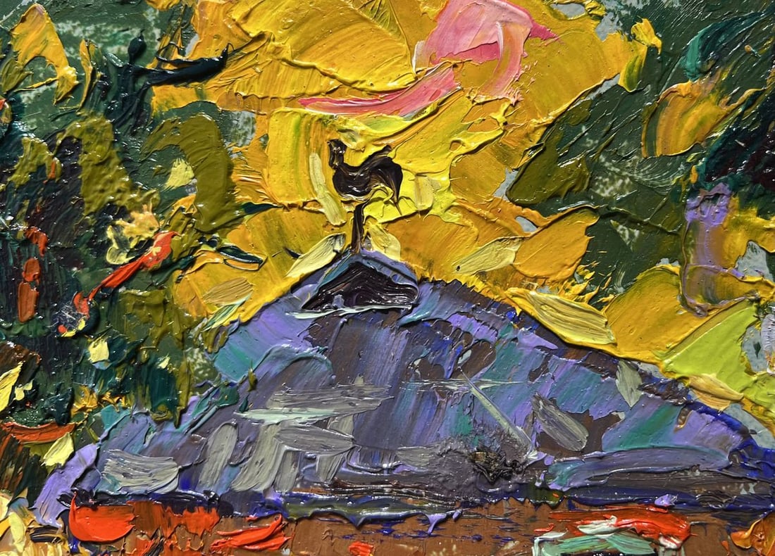 Oil painting Warm evening with a yellow sunset Alex Kalenyuk - 6