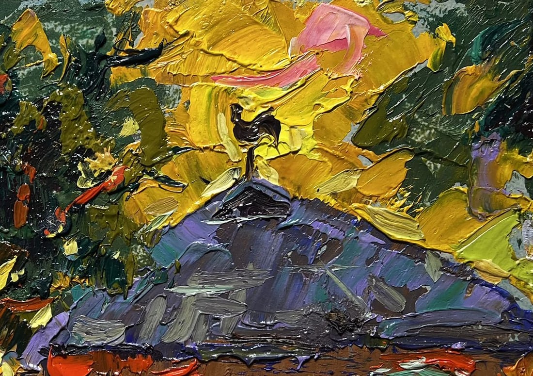 Oil painting Warm evening with a yellow sunset Alex Kalenyuk - 8