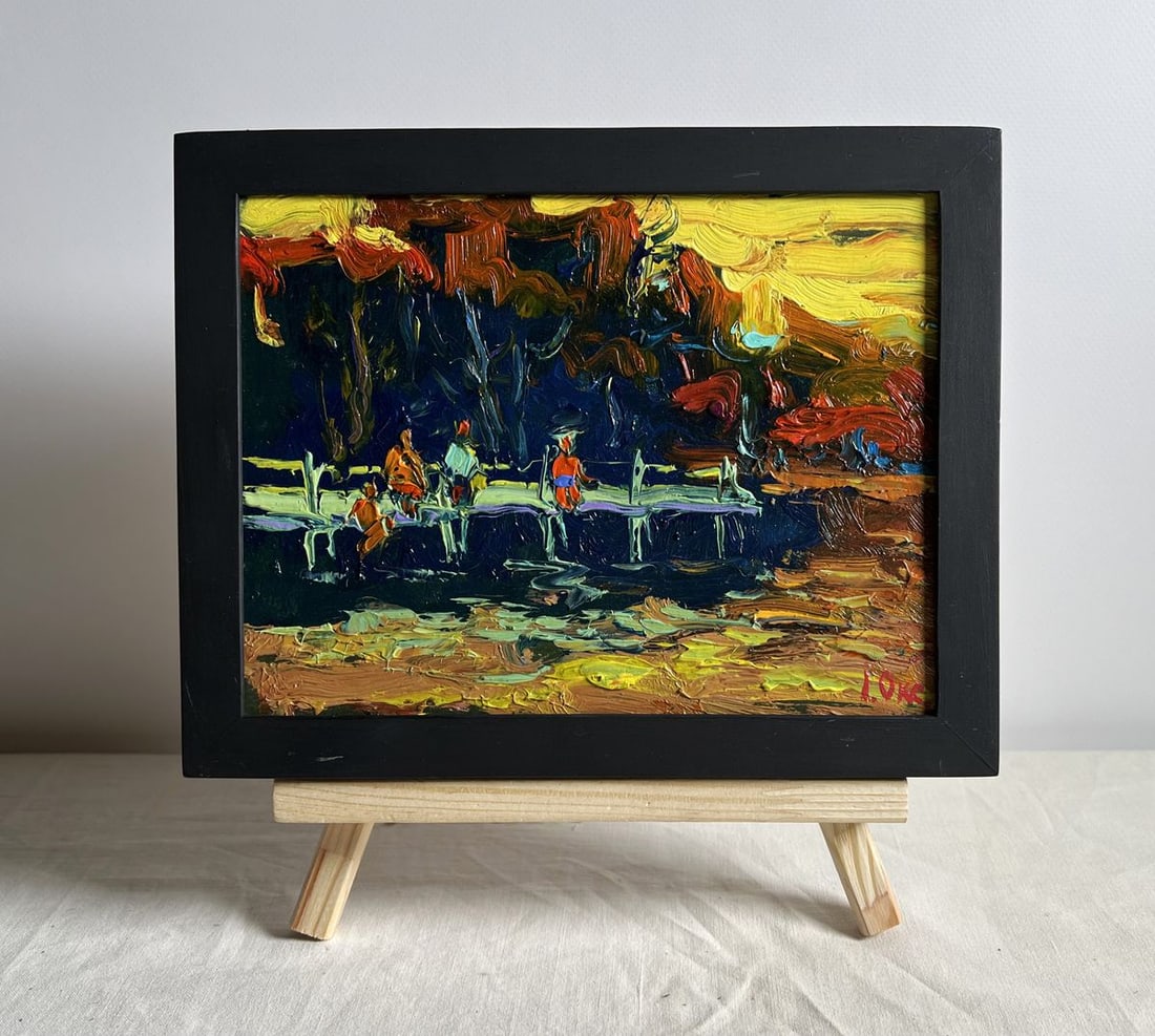 Oil painting The last rays of the sun Oksana Kalenyuk: Title: Oil painting The last rays of the sun Oksana Kalenyuk Description: NoAAA4036This oil painting cardboard, titled "The last rays of the sun", the artist skillfully uses rich, vibrant colors and e