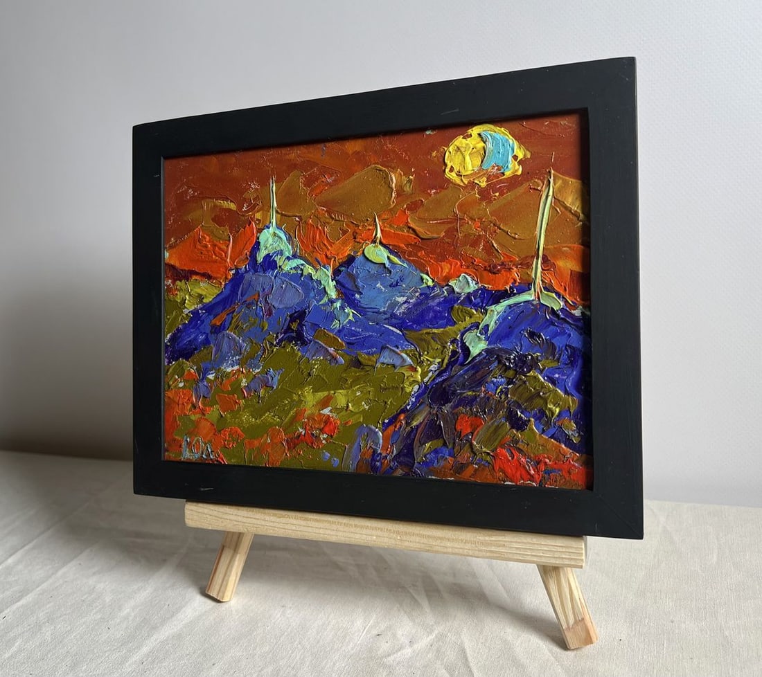 Oil painting Full moon in the field Alex Kalenyuk - 2