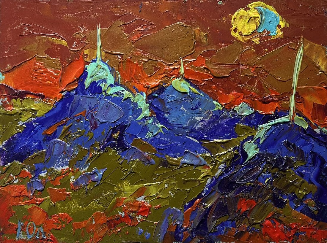 Oil painting Full moon in the field Alex Kalenyuk - 3