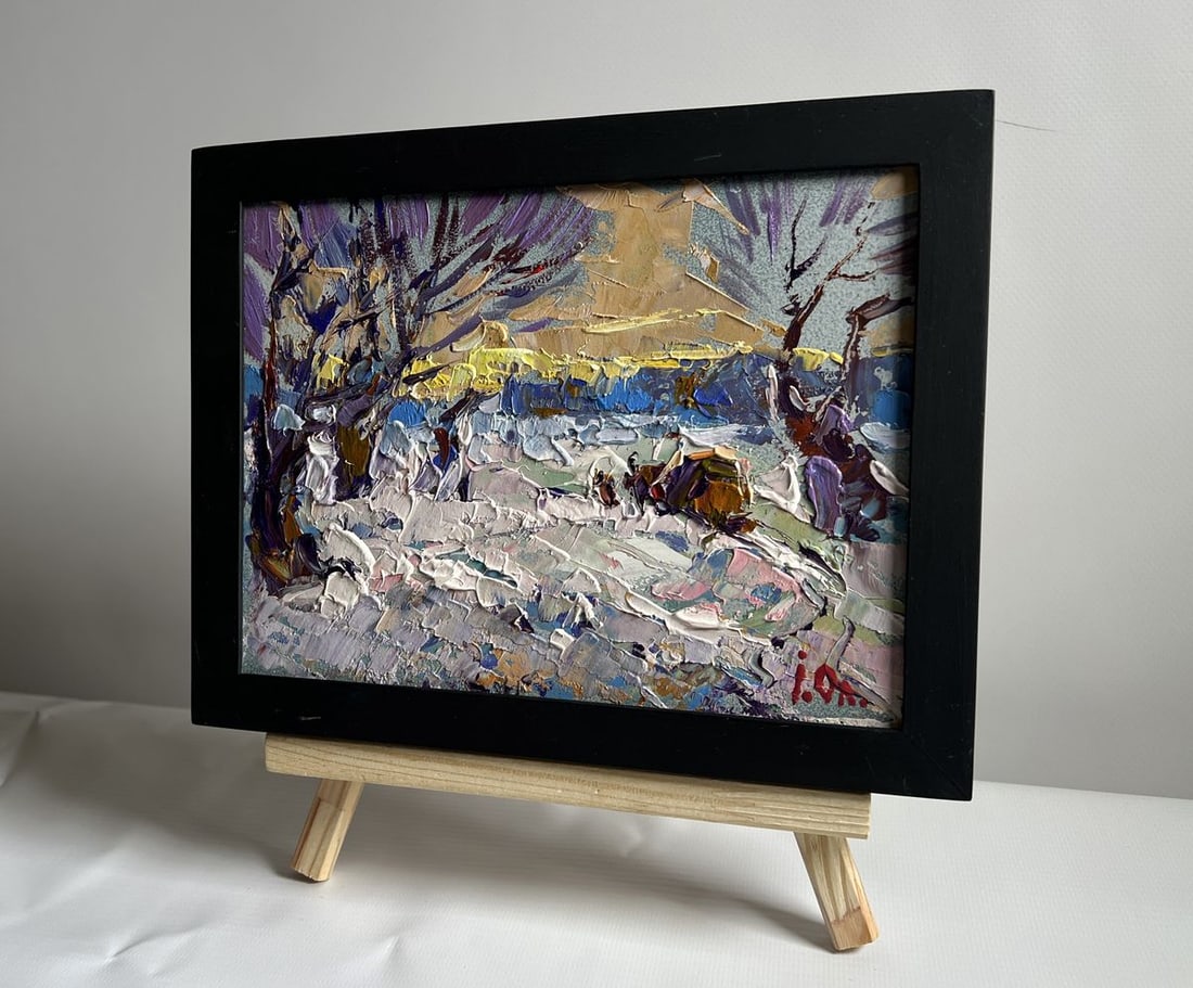 Oil painting I return home in the evening in winter Alex Kalenyuk - 2