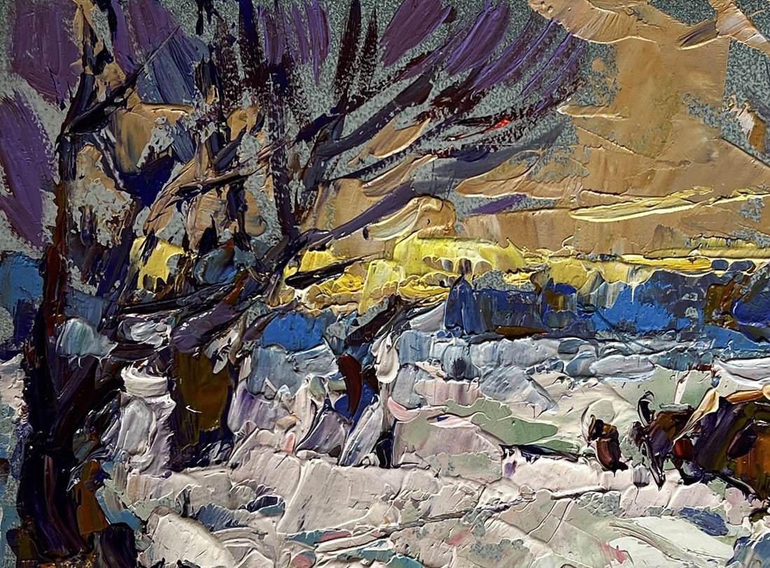 Oil painting I return home in the evening in winter Alex Kalenyuk - 7