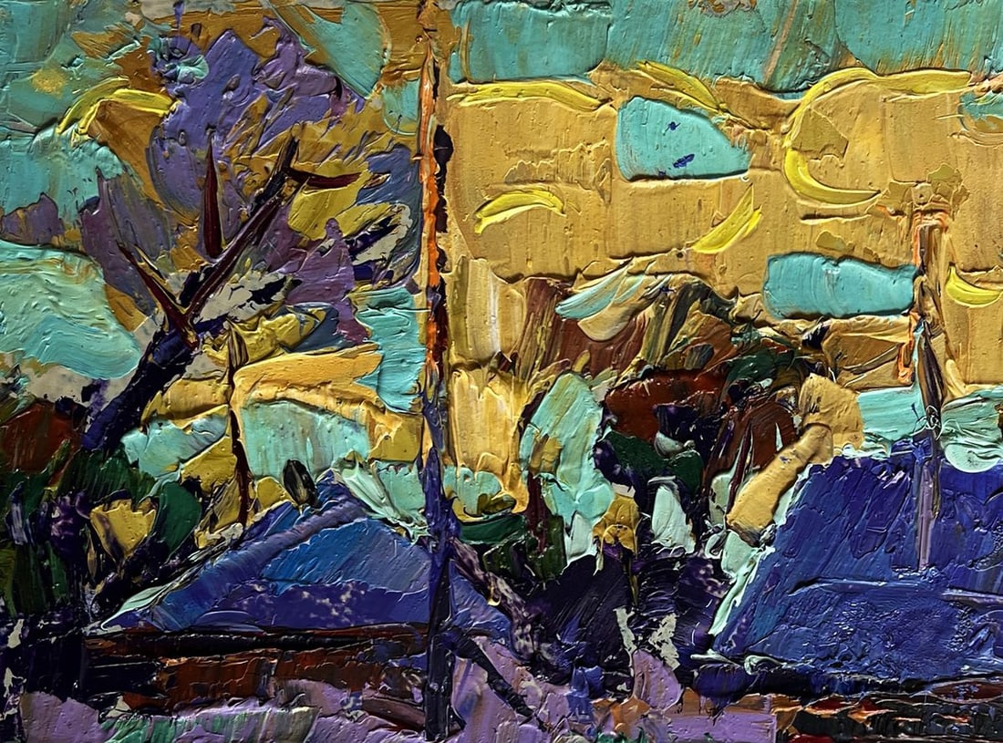 Oil painting Cold evening in the village Alex Kalenyuk - 7