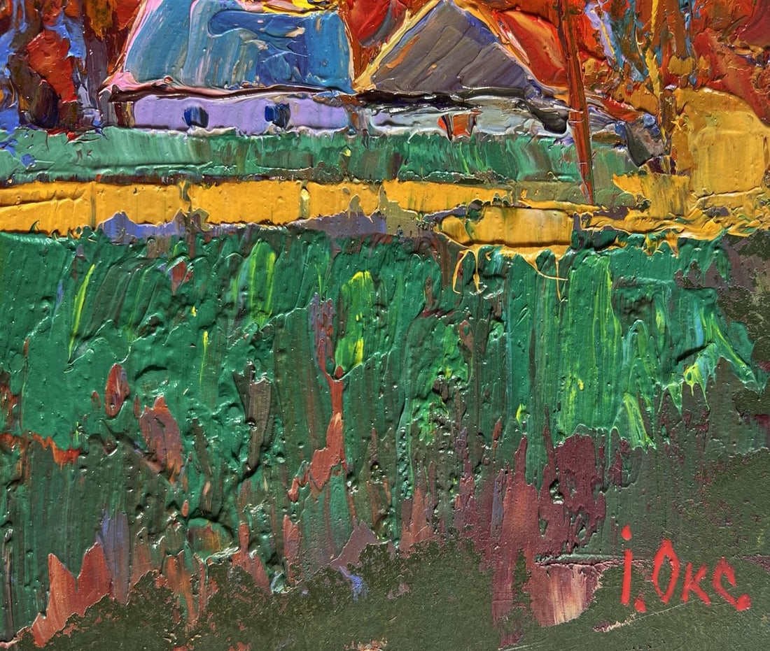 Oil painting Crimson autumn in the village Oksana Kalenyuk - 9