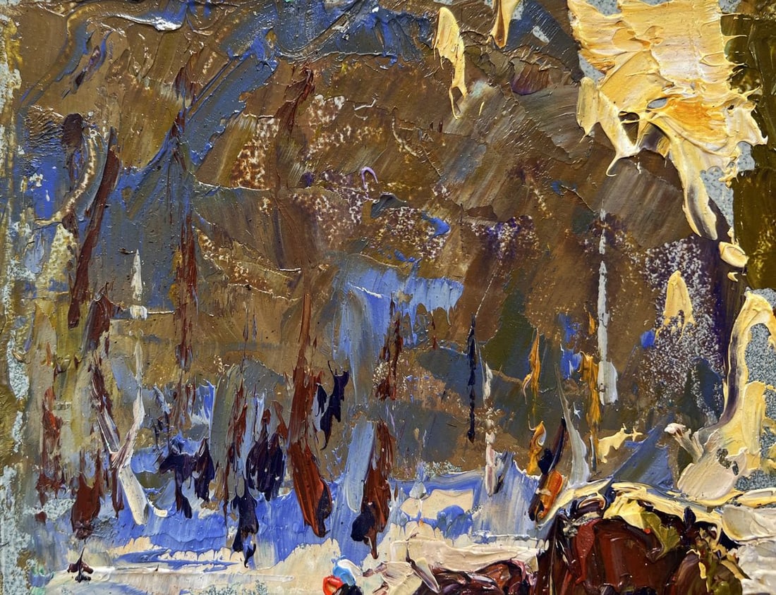 Oil painting Winter evening in the forest Alex Kalenyuk - 4