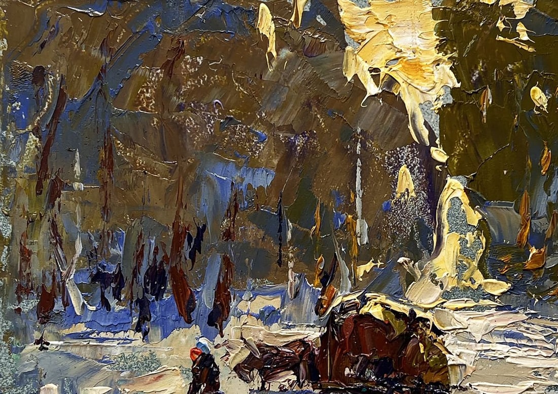 Oil painting Winter evening in the forest Alex Kalenyuk - 7