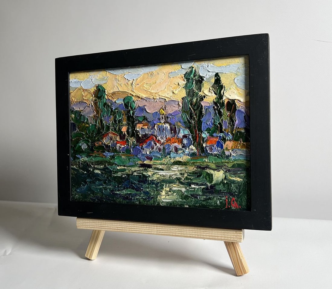 Oil painting City along the river Alex Kalenyuk - 2