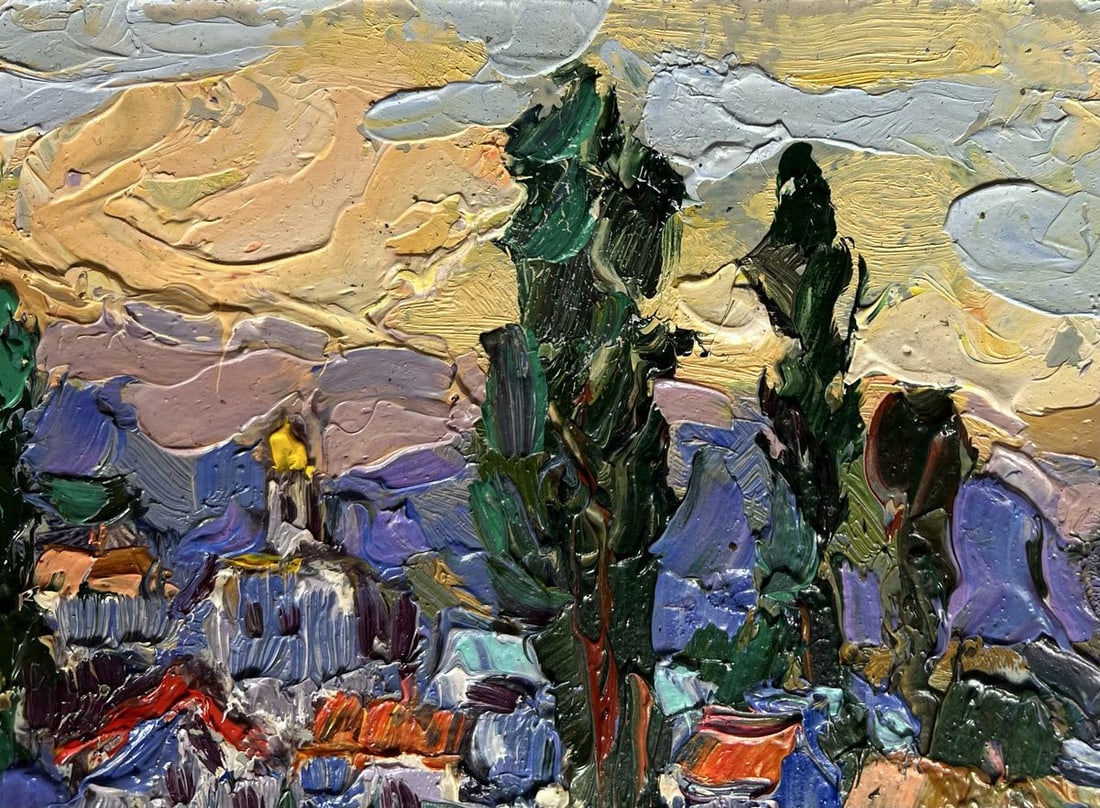 Oil painting City along the river Alex Kalenyuk - 4