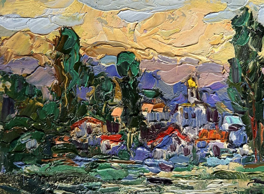 Oil painting City along the river Alex Kalenyuk - 6