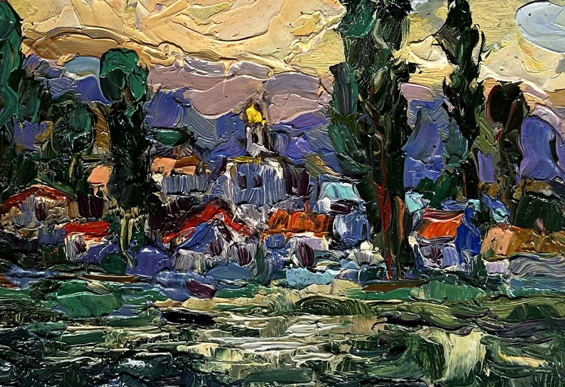 Oil painting City along the river Alex Kalenyuk - 8