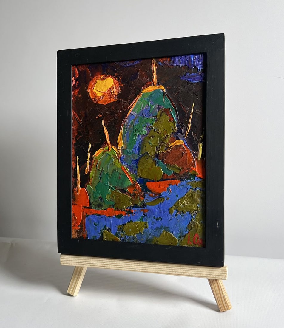 Oil painting Yellow moon in the field Alex Kalenyuk - 2