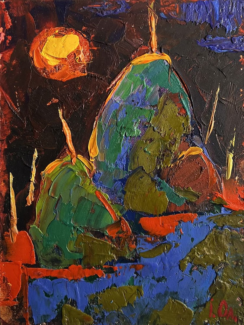 Oil painting Yellow moon in the field Alex Kalenyuk - 3