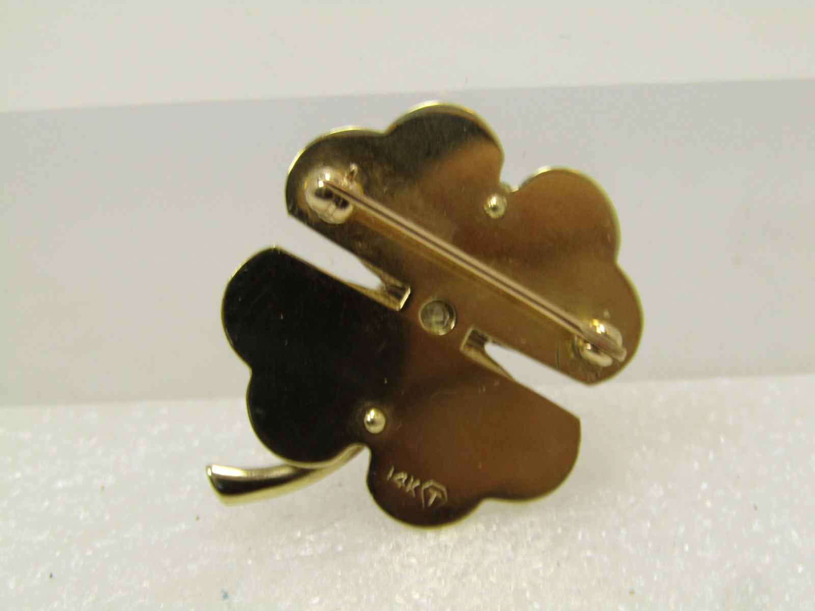 Vintage 14kt Diamond Four-Leaf Clover Brooch, 1960's-1970's, Signed - 3