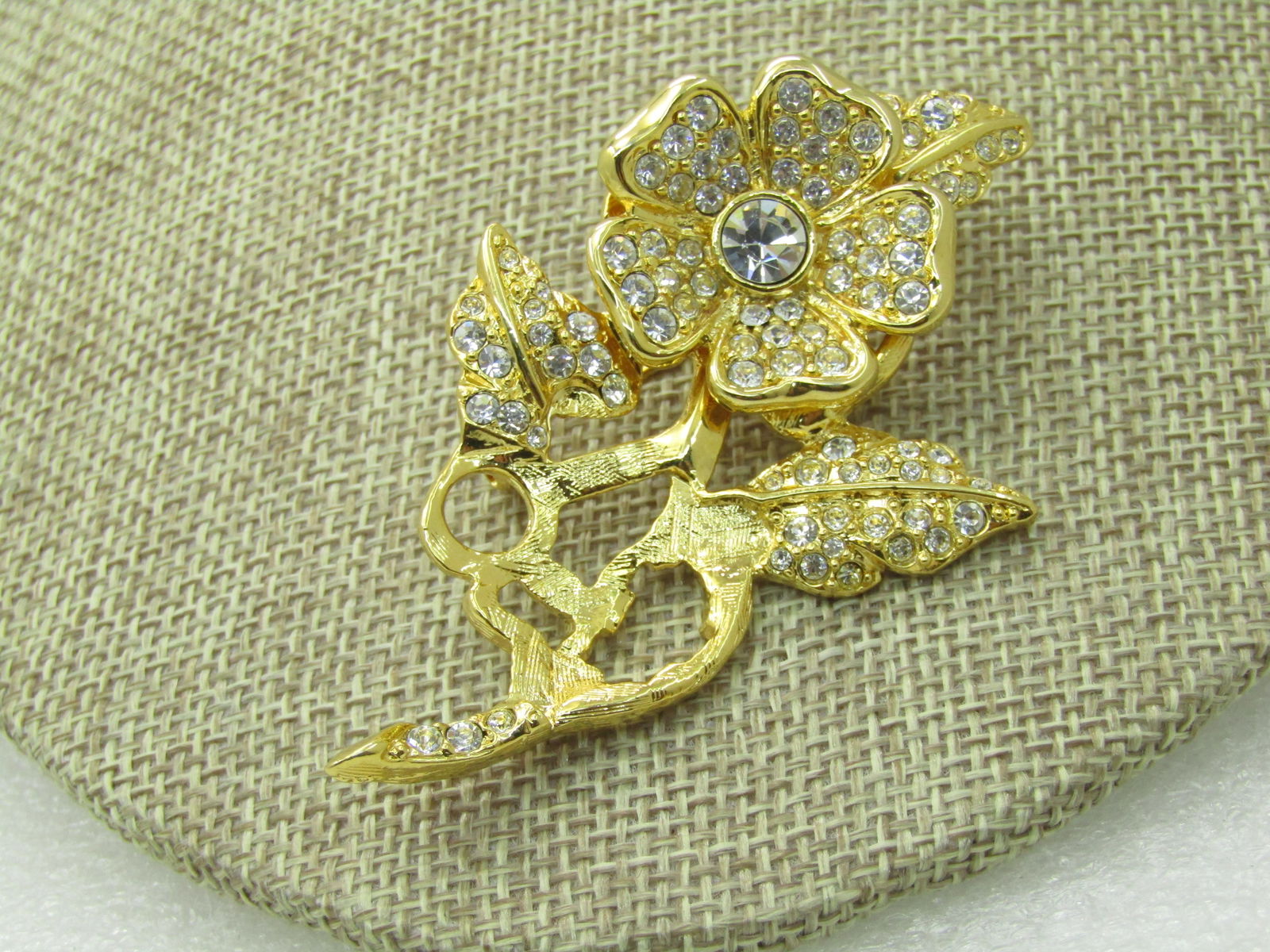 Vintage Joan Rivers Floral Duo Earrings Brooch Convertible, Clear Stones 3" - 8