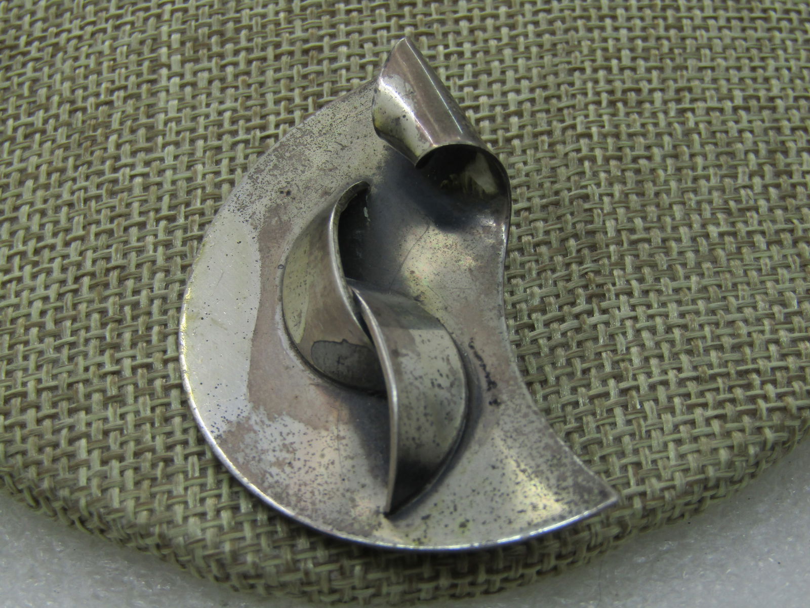 Vintage Sterling Mid-Century Modern Brooch, 1.7/8" - 2