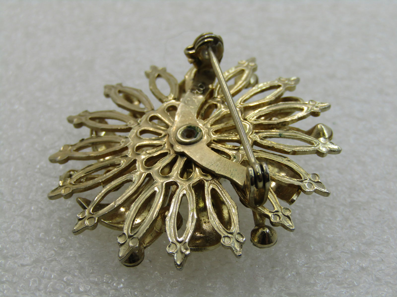 Vintage Rhinestone & Faux Pearl Brooch, Blossom/Snowflake, 1960's - 5