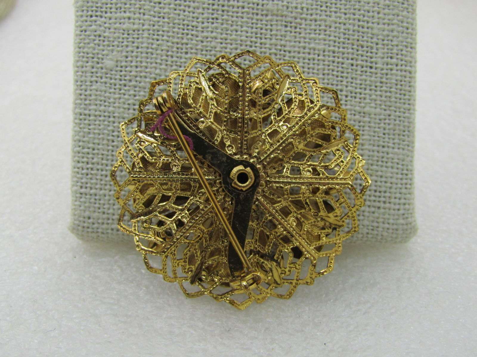 Vintage Purple Rhinestone Filigree Brooch, Blossom, 1-5/8" - 5