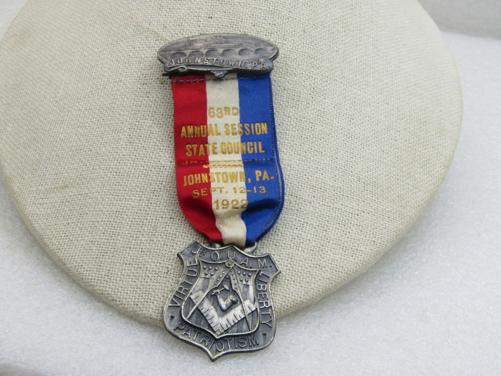 Junior Order of United American Mechanics O.U.A.M 63rd State Council, Johnstown, PA, Medal, 1922, (1 of 5)