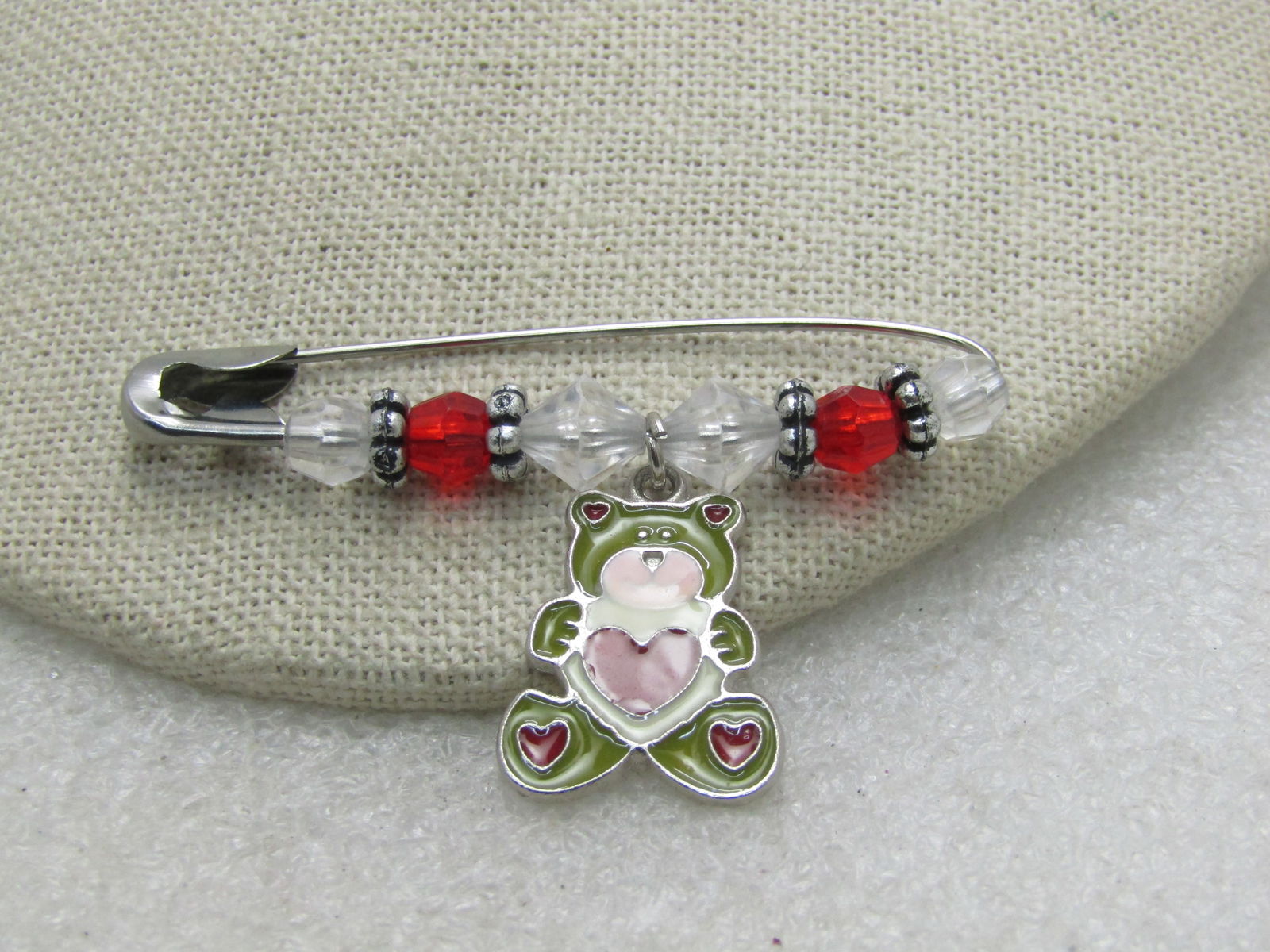 Vintage Enameled Beaded Bear Brooch/Pin, 2.25" Wide. (1 of 4)