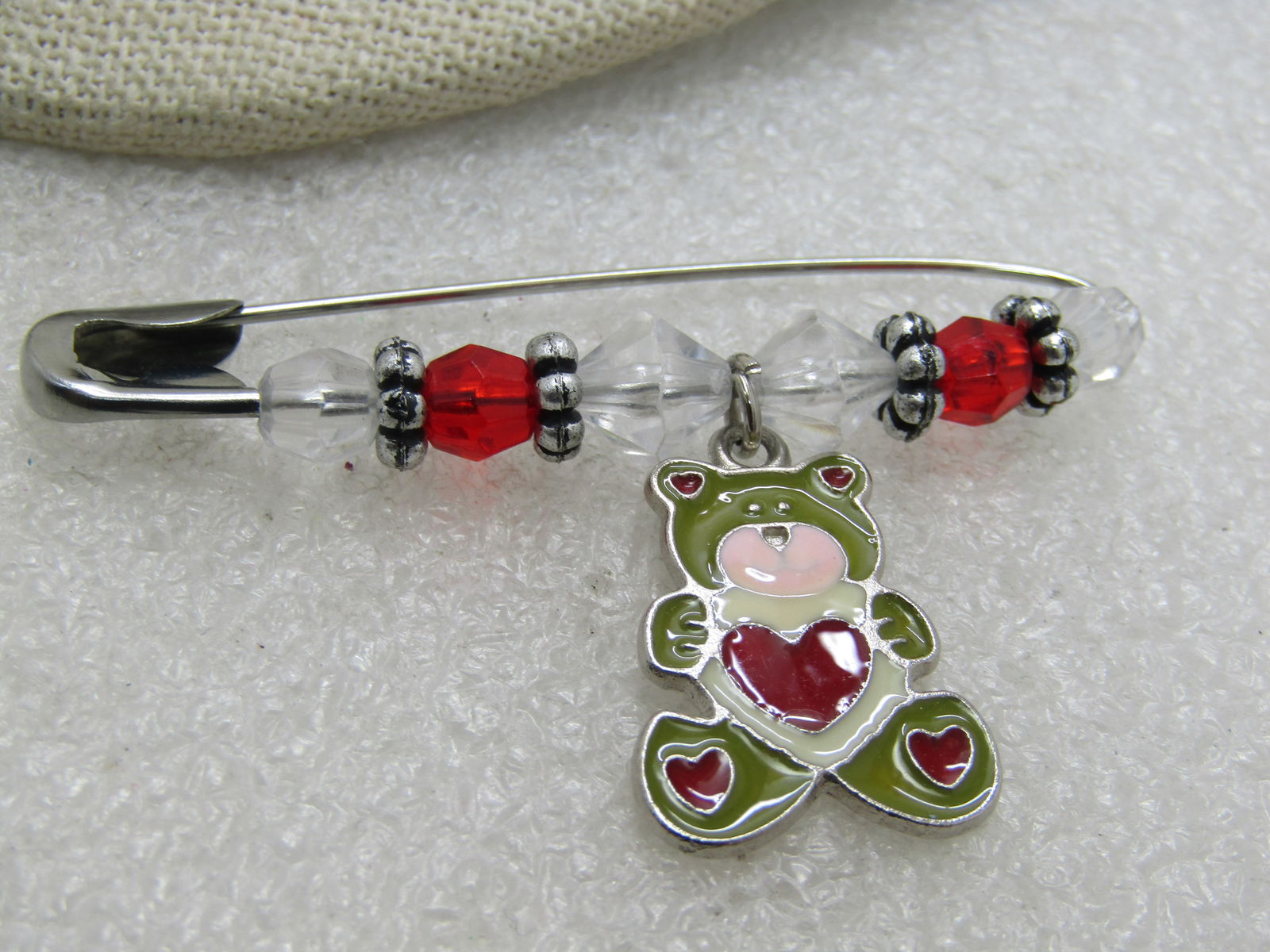 Vintage Enameled Beaded Bear Brooch/Pin, 2.25" Wide. - 3