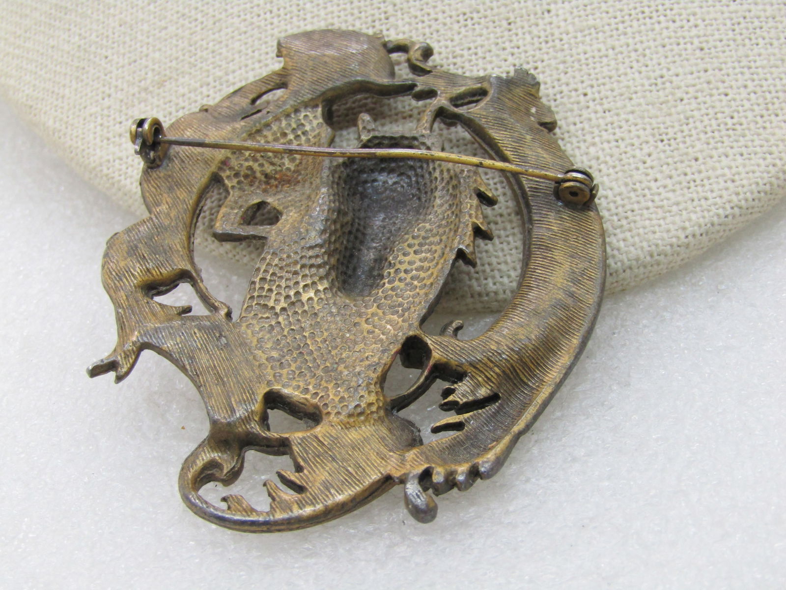 Vintage Brass Knight on Horse Framed Brooch, Medieval Themed, 2.75" - 4