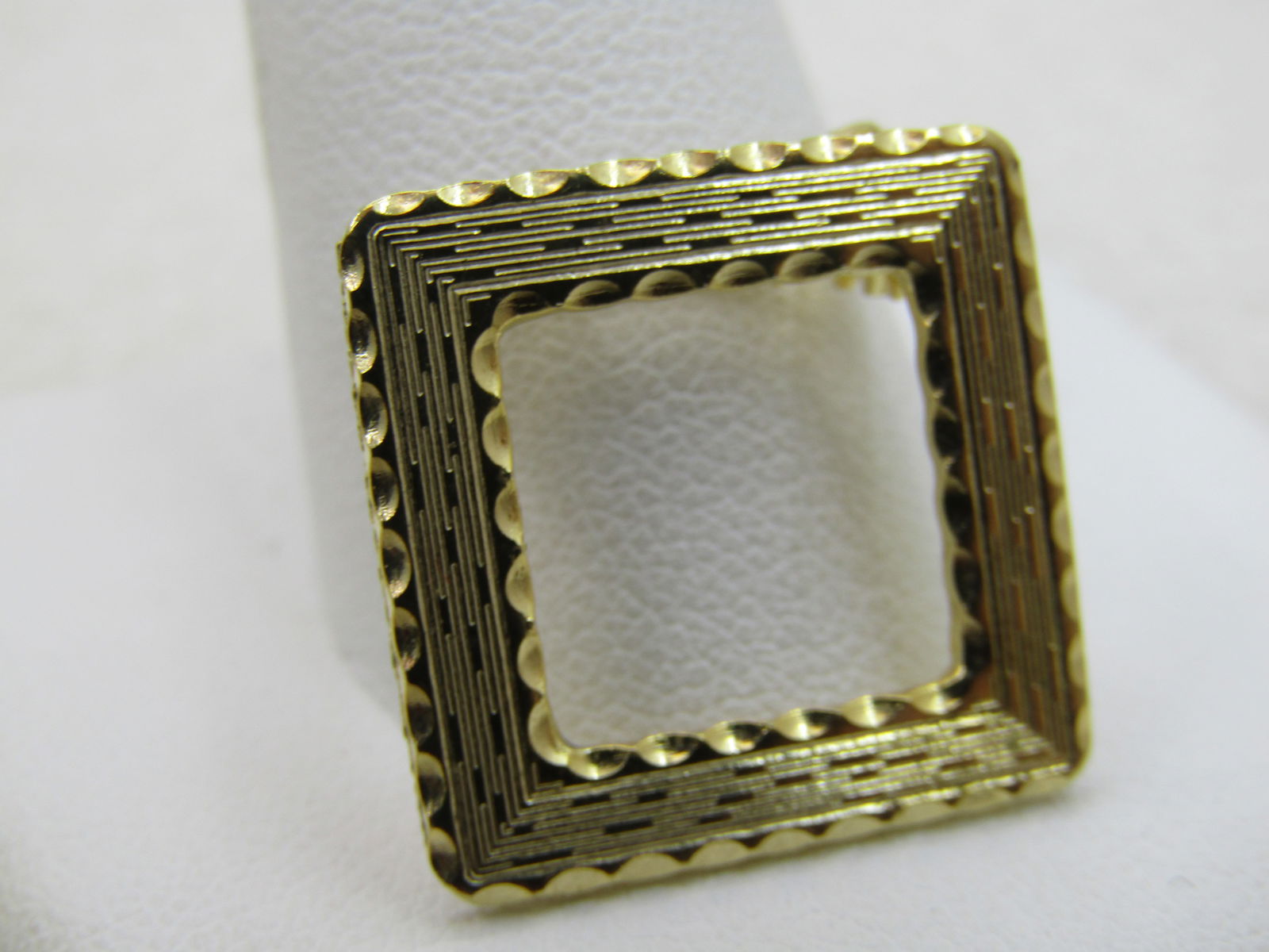 Vintage Square Brooch, Open Center, 3/4" Gold Tone, 1960's NL - 2