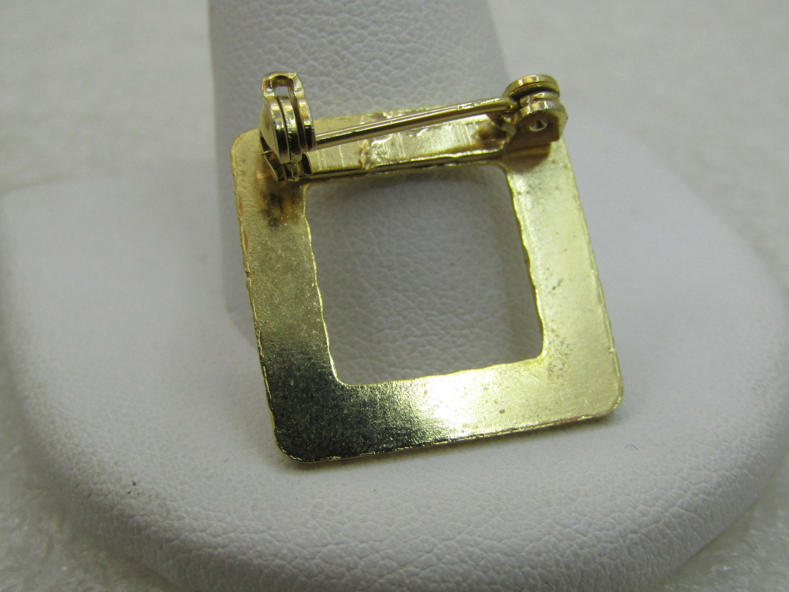 Vintage Square Brooch, Open Center, 3/4" Gold Tone, 1960's NL - 4