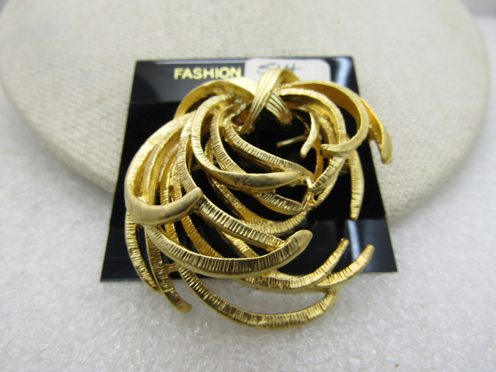 Vintage Tiered Curved Swag Brooch, Gold Tone, - 2