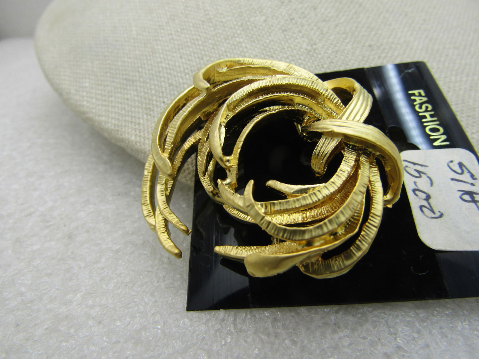 Vintage Tiered Curved Swag Brooch, Gold Tone, - 3