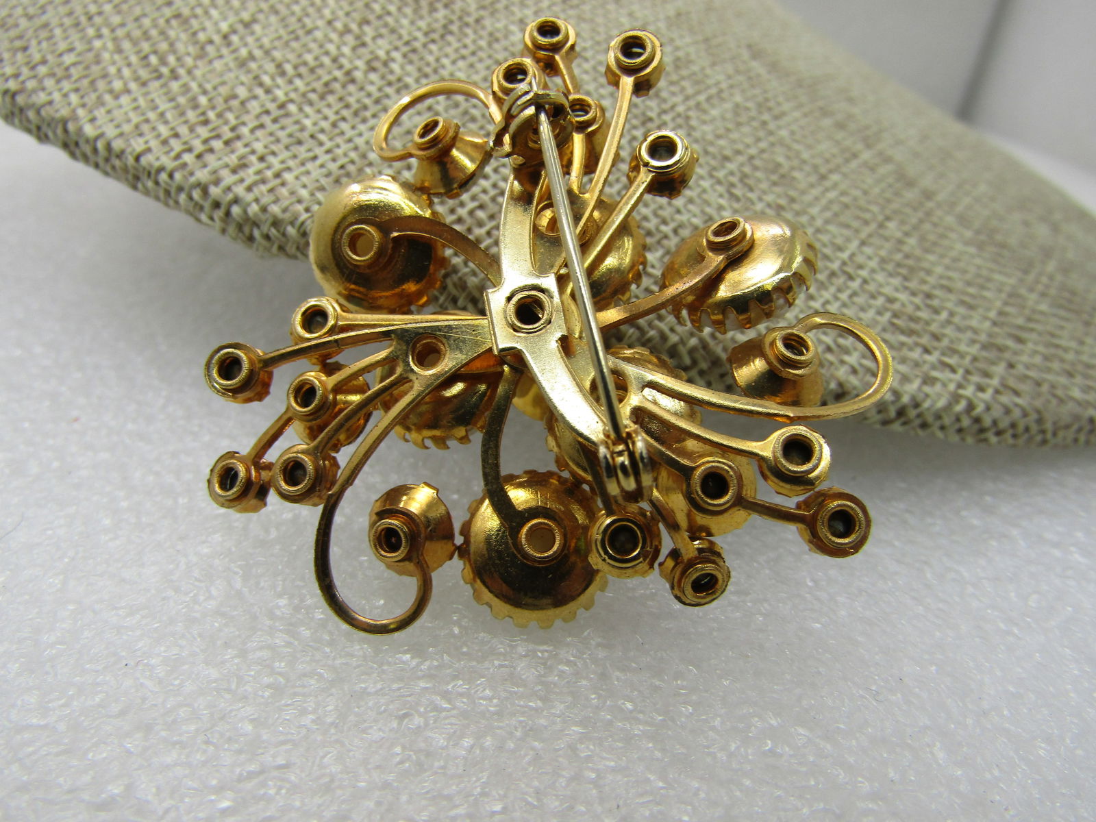 Vintage White Faux Pearl A.B. Rhinestone Brooch, 2", 1960's - 4