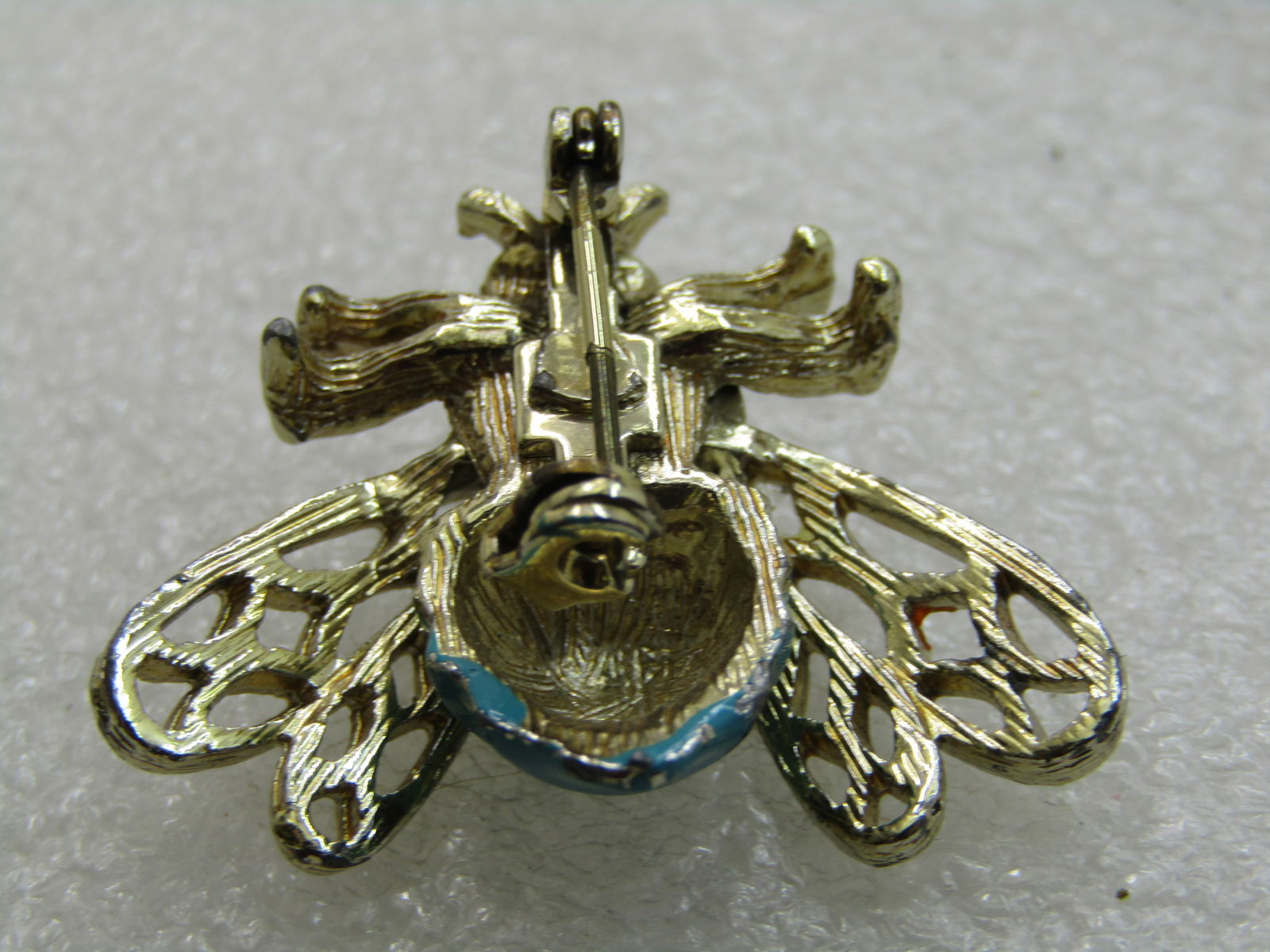 Vintage Enameled Bee Brooch, Rhinestones, 1960's - 8