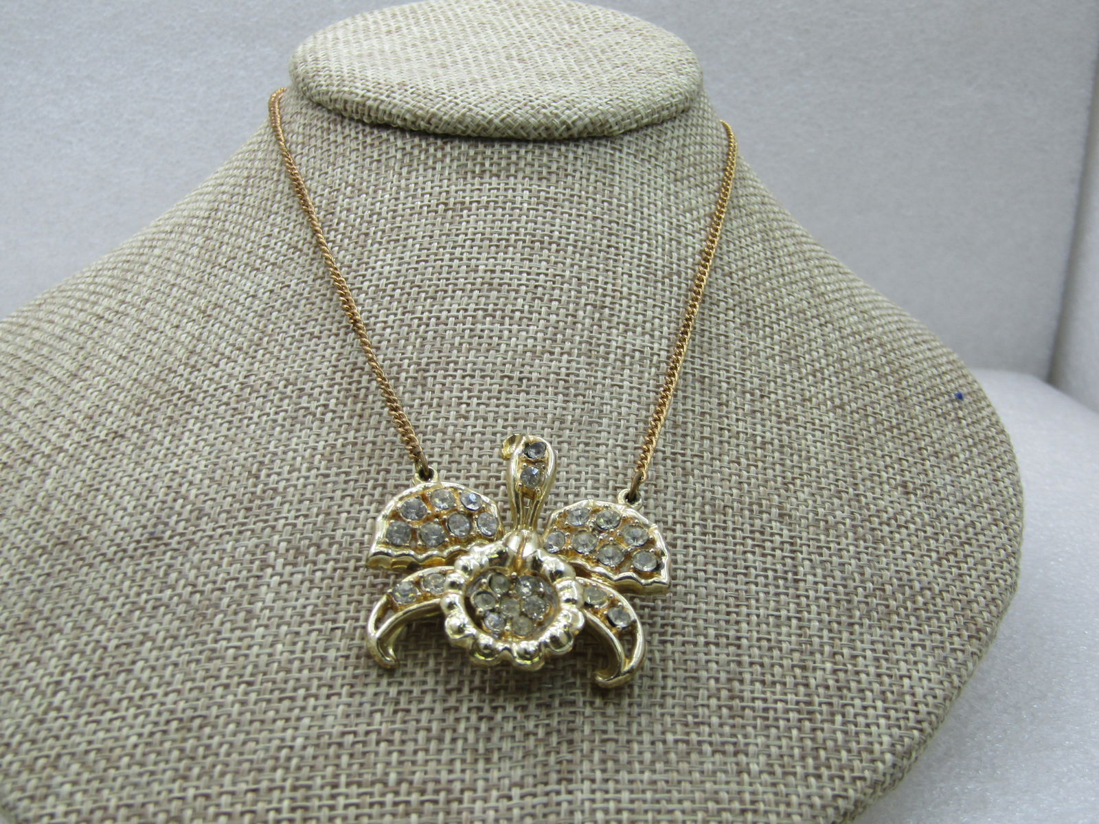 Vintage Rhinestone Orchid Brooch, 1960's 15" - 2