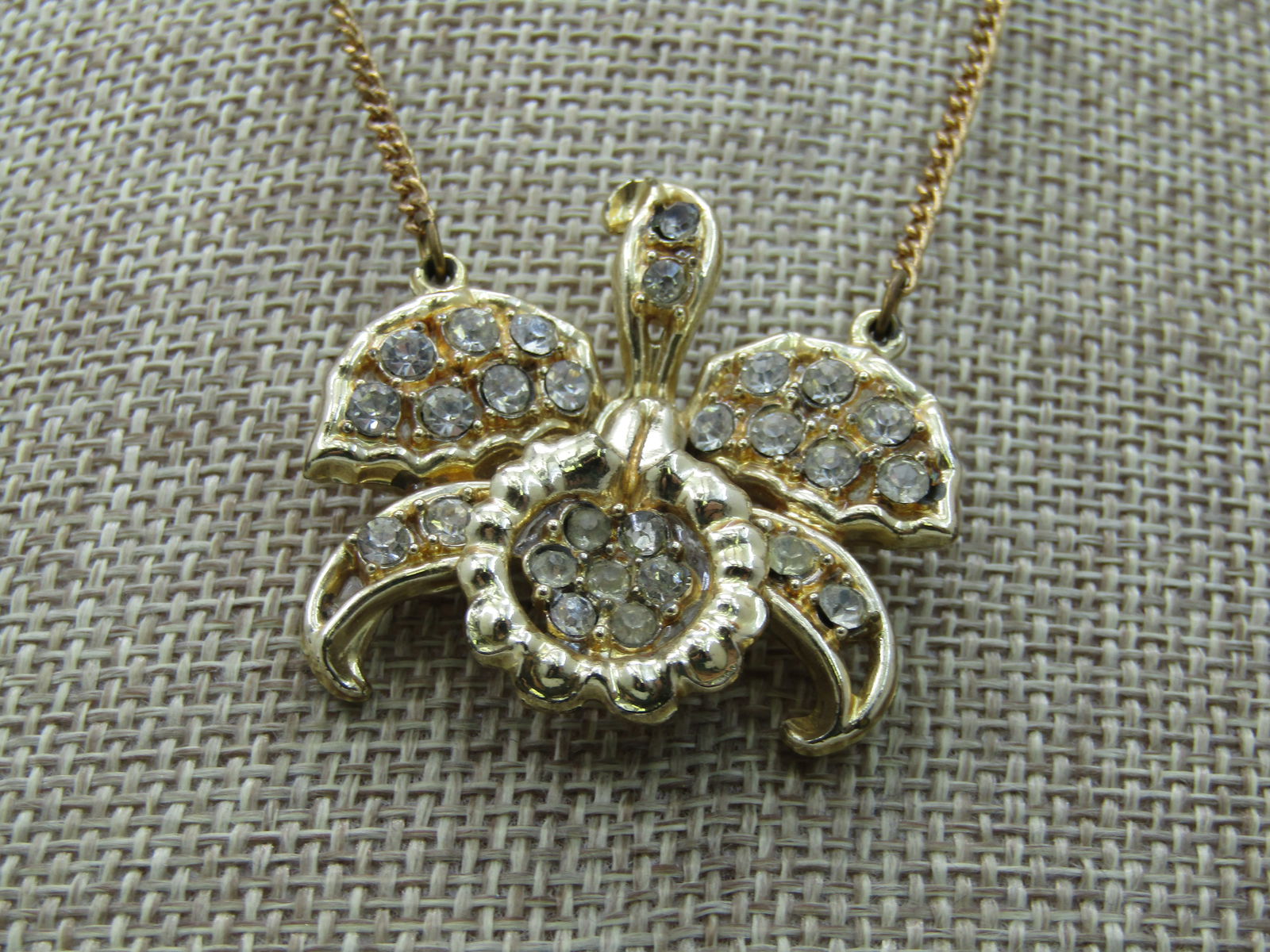 Vintage Rhinestone Orchid Brooch, 1960's 15" - 5