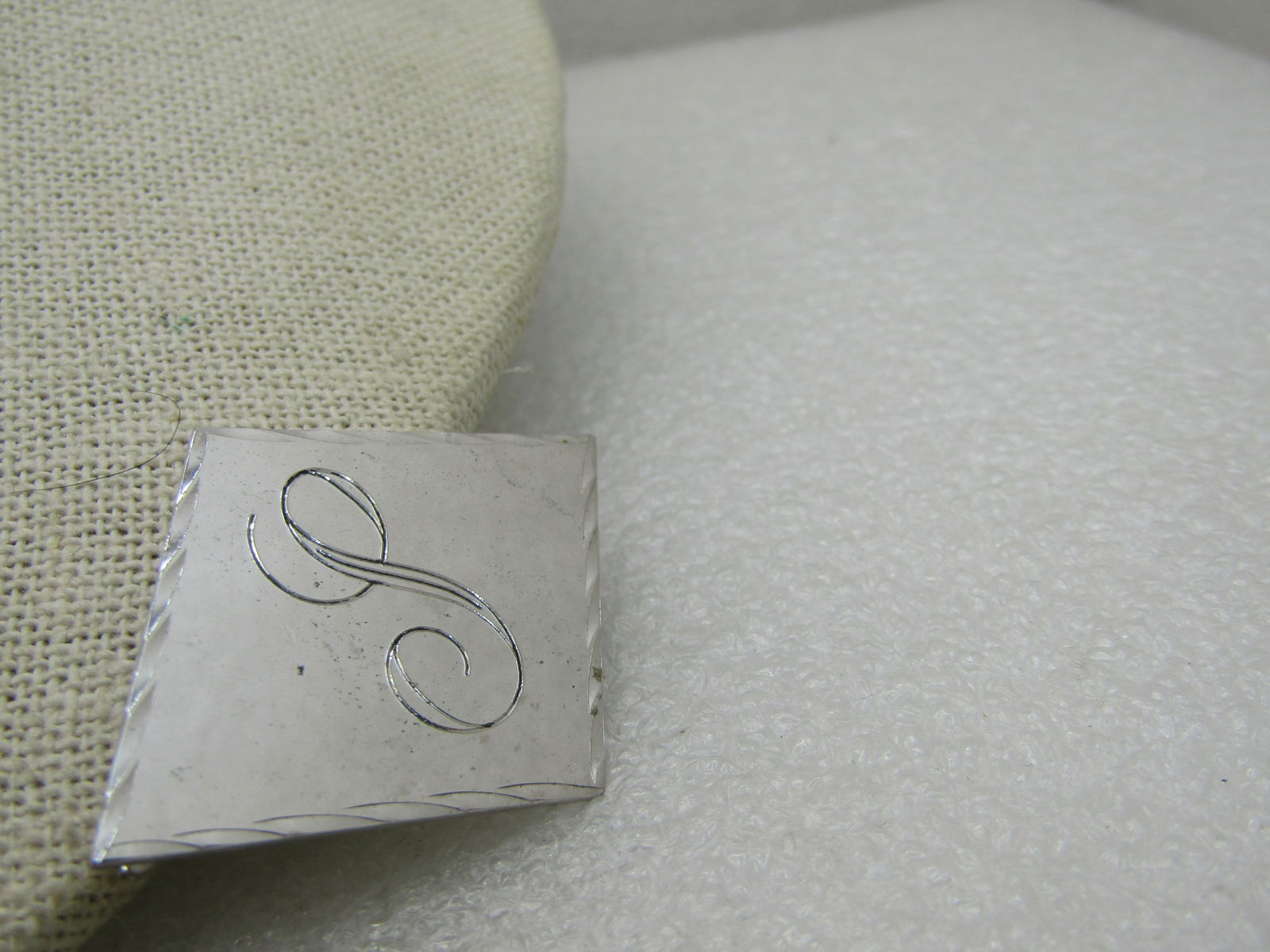 Vintage Sterling Silver Initial S Diamond Shaped Brooch, Signed Wells - 2