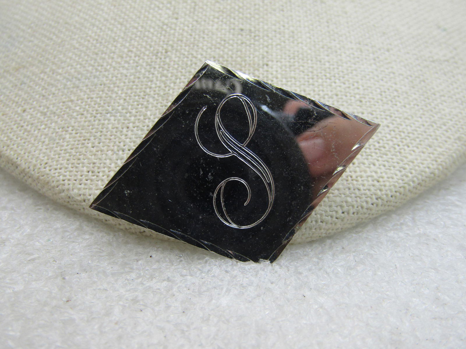 Vintage Sterling Silver Initial S Diamond Shaped Brooch, Signed Wells - 3