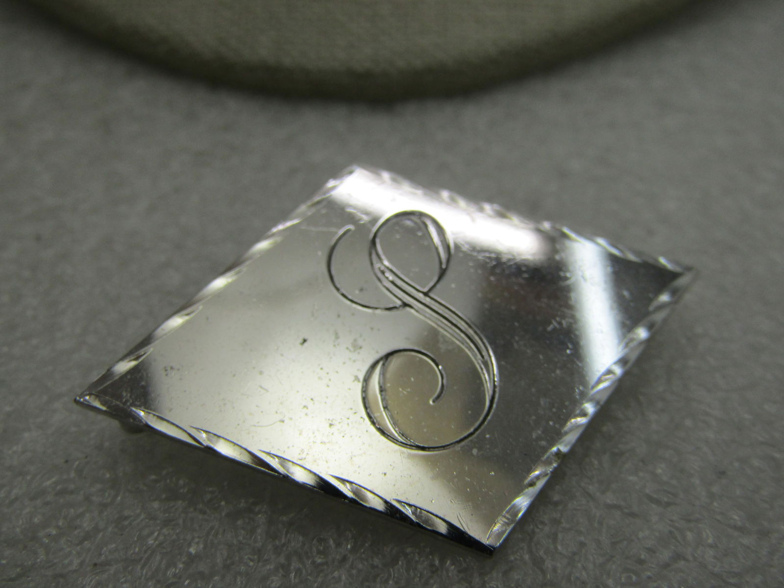 Vintage Sterling Silver Initial S Diamond Shaped Brooch, Signed Wells - 4