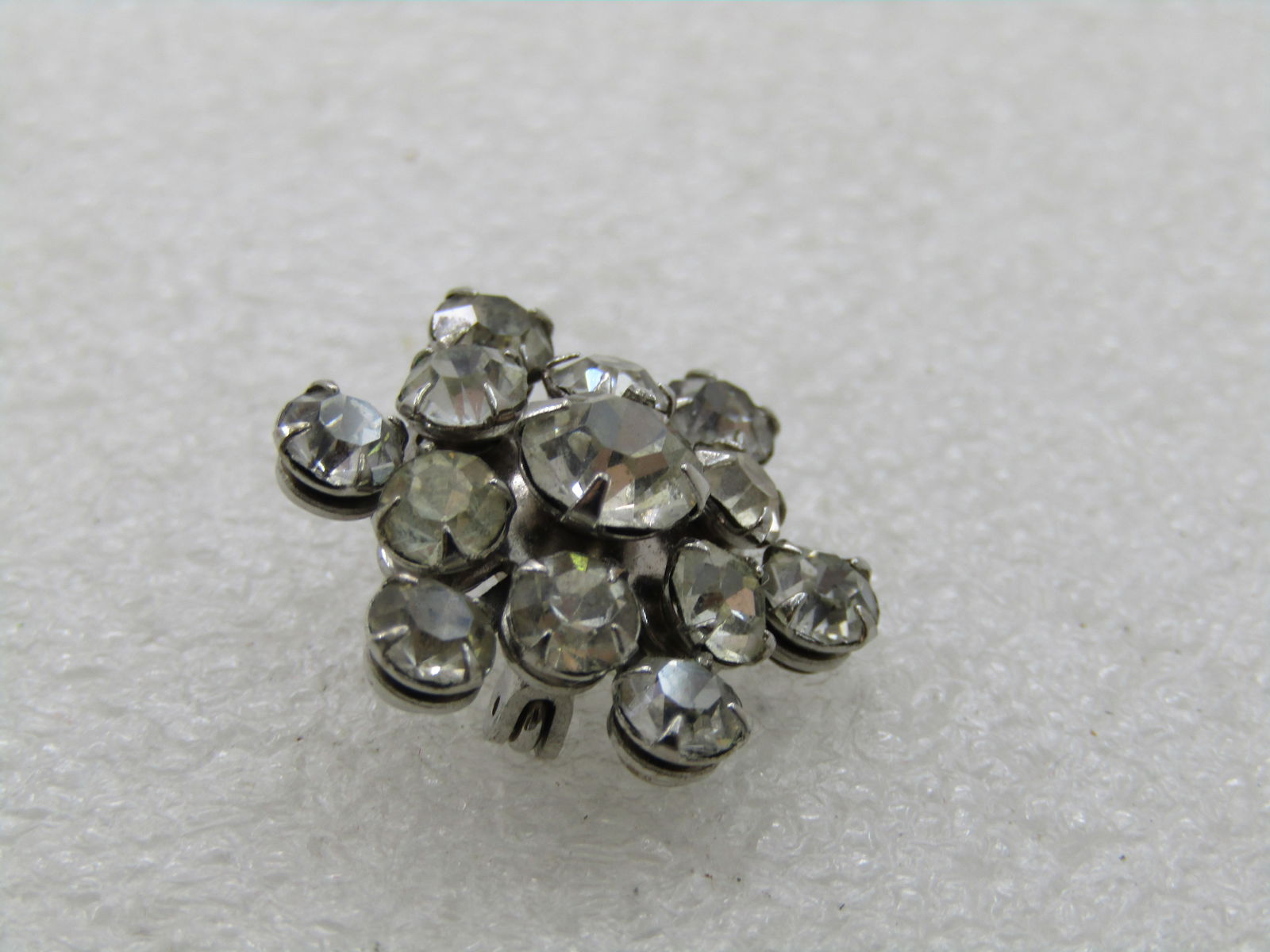 Vintage Rhinestone Blossom/Star Brooch, 7/8", Silver Tone, Mid-Century - 4