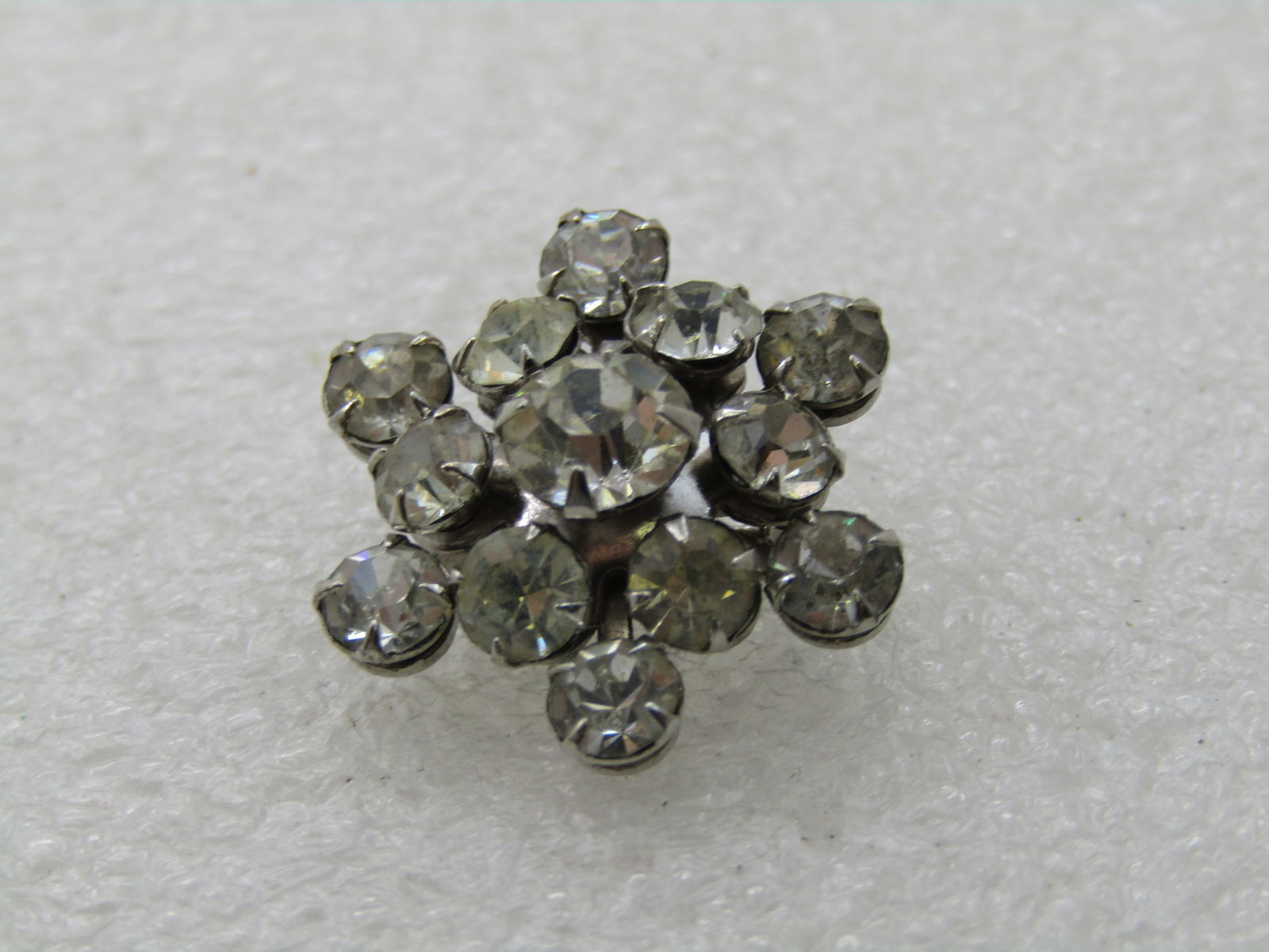 Vintage Rhinestone Blossom/Star Brooch, 7/8", Silver Tone, Mid-Century - 5