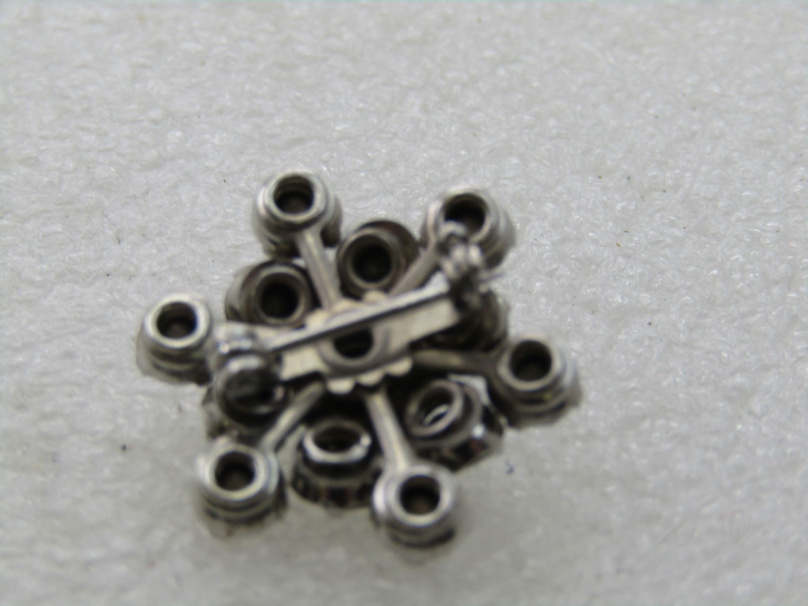 Vintage Rhinestone Blossom/Star Brooch, 7/8", Silver Tone, Mid-Century - 6