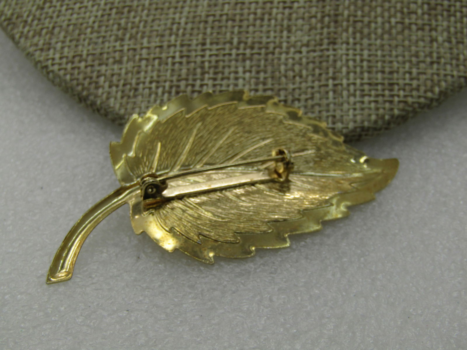 Vintage 1960's Pressed Leaf Brooch, Gold Tone, 2.25" - 6