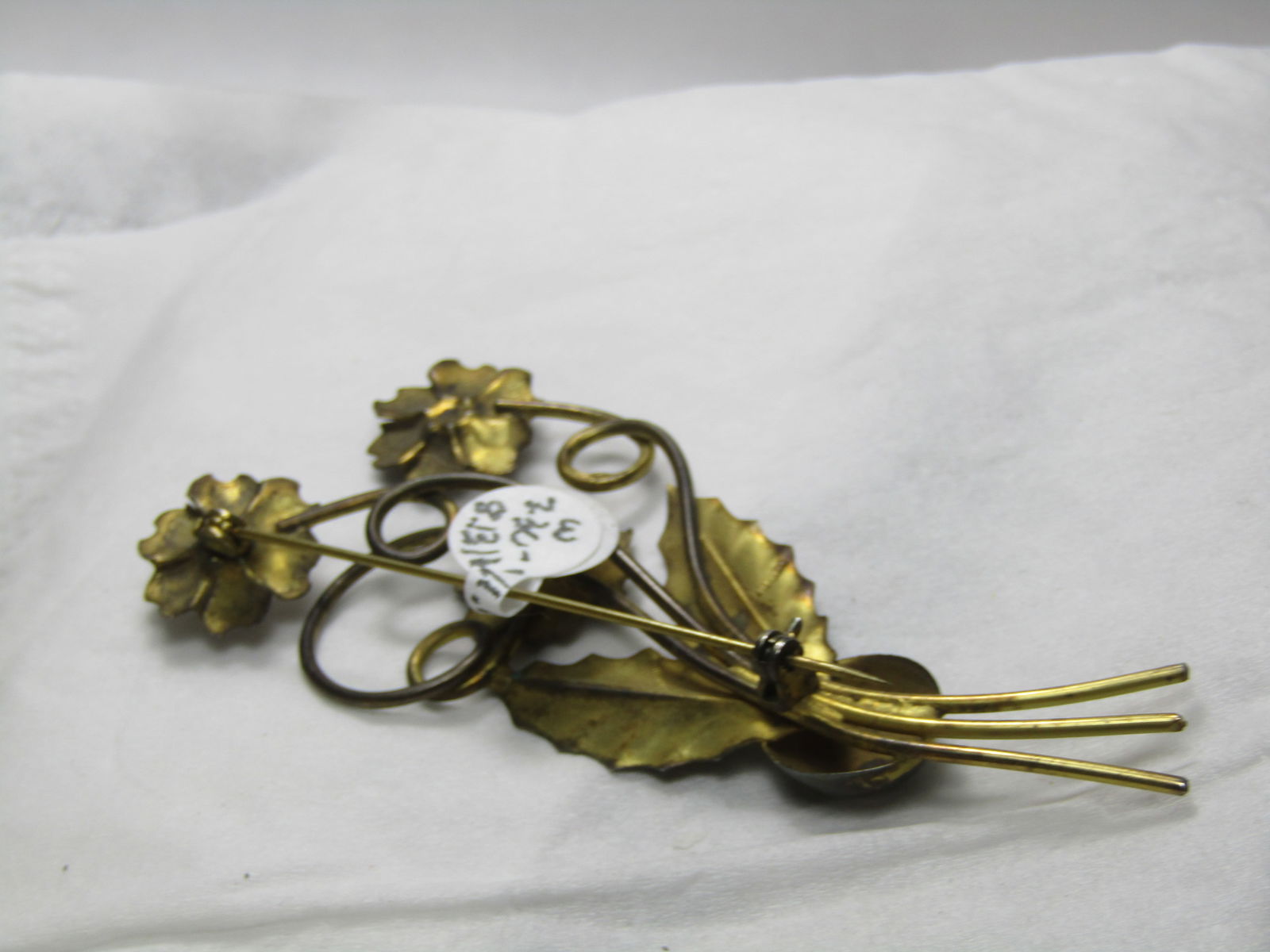 Vintage Gold over Sterling Floral Brooch, 1940's, Art Deco, 3.5" - 6
