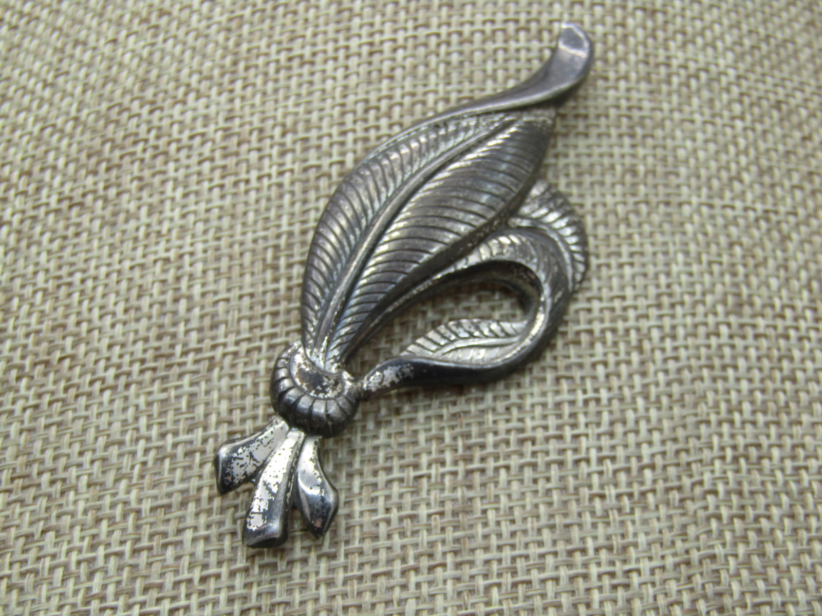 Vintage Danecraft Sterling Leaf Brooch, Mid-Century, 3" (1 of 5)